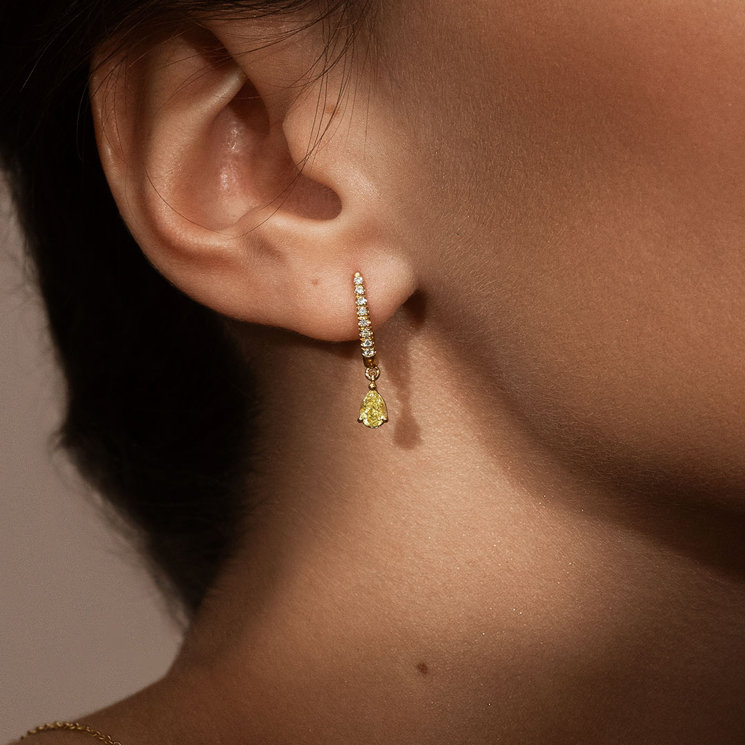Boucles d'oreilles Exquises Diamant Jaune Taille Poire Maison Amantys
